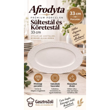  Afrodyta Prémium Porcelán Sültestál és Köretestál, 33 cm tányér és evőeszköz