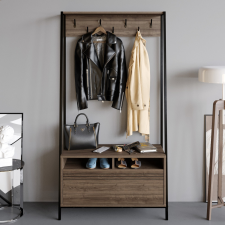 AG Előszobafal Devin - Walnut, Black bútor