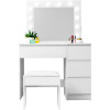 AGA öltözőasztal MRDT09 tükörrel, világítással + zsámoly, fényes fehér
