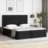  Ágy LED -es lámpákkal fejtámlával Fekete 160 x 200 cm PVC
