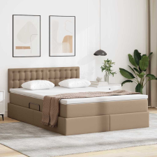  Ágy LED -es lámpákkal fejtámlával Kávé 140 x 190 cm PVC ágy és ágykellék