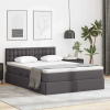 Ágy LED -es lámpákkal fejtámlával Szürke 140 x 200 cm PVC