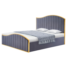  Ágy ráccsal, 180x200, sötétszürke Velvet szövet/gold arany króm, GEORGIA ágy és ágykellék