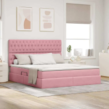  Ágy tárolóval és LED lámpával Rózsaszín 180 x 200 cm Bársony ágy és ágykellék