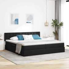  Ágy tárolóval és matraccal Fekete 200 x 200 cm Faanyag ágy és ágykellék