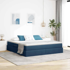  Ágy tárolóval és matraccal Kék 160 x 200 cm Poliészter ágy és ágykellék