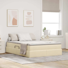  Ágy tárolóval és matraccal Krém 140 x 190 cm Poliészter ágy és ágykellék