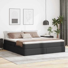  Ágy tárolóval és matraccal matracmal Fekete 180 x 200 cm Műbőr ágy és ágykellék