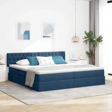  Ágy tárolóval és matraccal matracmal Kék 200 x 200 cm Faanyag ágy és ágykellék
