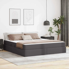  Ágy tárolóval és matraccal matracmal tárolóval 2 pcs Szürke Bőr ágy és ágykellék