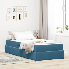  Ágy tárolóval és matraccal Sötét kék 100 x 200 cm Bársony ágy és ágykellék