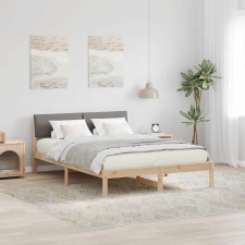  Ágykeret fejtámlával Barna és taupe 140 x 190 cm Tömör fenyőfa ágy és ágykellék
