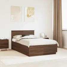  Ágykeret fejtámlával Barna Tölgy 120 x 190 cm Faanyag ágy és ágykellék