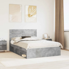  Ágykeret fejtámlával Beton Szürke 150 x 200 cm Tömör fenyőfa ágy és ágykellék