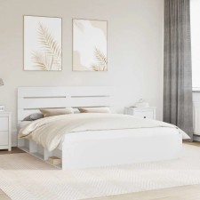 Ágykeret fejtámlával Fehér 200 x 200 cm Tömör fenyőfa ágy és ágykellék