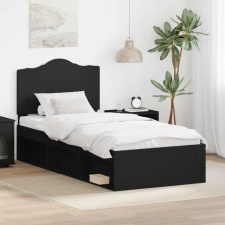  Ágykeret fejtámlával Fekete 100 x 200 cm Tömör fenyőfa ágy és ágykellék