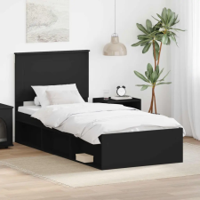  Ágykeret fejtámlával Fekete 90 x 200 cm Tömör fenyőfa ágy és ágykellék