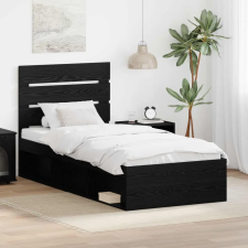  Ágykeret fejtámlával Fekete 90 x 200 cm Tömör fenyőfa ágy és ágykellék
