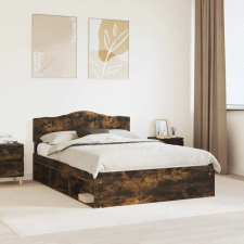  Ágykeret fejtámlával Füstölt tölgy 150 x 200 cm Tömör fenyőfa ágy és ágykellék