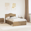  Ágykeret fejtámlával Művészi tölgy 120 x 190 cm Tömör fenyőfa
