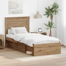  Ágykeret fejtámlával Művészi tölgy 75 x 190 cm Tömör fenyőfa ágy és ágykellék