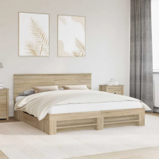  Ágykeret fejtámlával Sonoma tölgy 200 x 200 cm Faanyag ágy és ágykellék