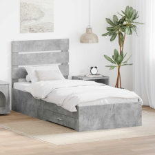  Ágykeret fiókkal fejtámlával Beton Szürke 90 x 200 cm Faanyag ágy és ágykellék
