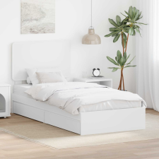  Ágykeret fiókkal fejtámlával Fehér 75 x 190 cm Faanyag ágy és ágykellék