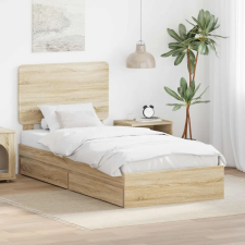  Ágykeret fiókkal fejtámlával Sonoma tölgy 100 x 200 cm Faanyag ágy és ágykellék