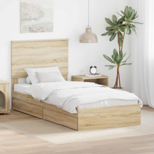  Ágykeret fiókkal fejtámlával Sonoma tölgy 90 x 190 cm Faanyag ágy és ágykellék