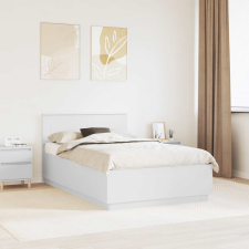  Ágykeret LED -es lámpákkal Fehér 135 x 190 cm Faanyag ágy és ágykellék