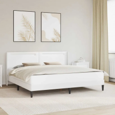  Ágykeret LED szalagokkal fejtámlával Fehér 200 x 200 cm Műbőr ágy és ágykellék