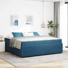  Ágykeret matraccal matracmal Kék 200 x 200 cm Bársony ágy és ágykellék