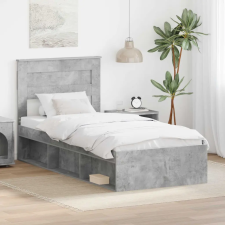  Ágykeret matracmal Beton Szürke 100 x 200 cm Tömör fenyőfa ágy és ágykellék