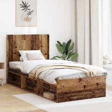  Ágykeret tárolóval és fejtámlával Antik Fa 90 x 190 cm ágy és ágykellék