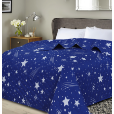  Ágytakaró mintával ÉJSZAKAI ÉG HATSZÖG, kék Méret: 170 x 210 cm lakástextília