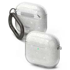  AirPods 4 tartó: RINGKE AIR GLITTER átlátszó tok, karabinerrel fülhallgató, fejhallgató tok