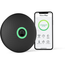 AirThings Wave plus - levegőminőség, radon, páratartalom, hőmérséklet, VOC, CO2, nyomás mérő, fekete biztonságtechnikai eszköz