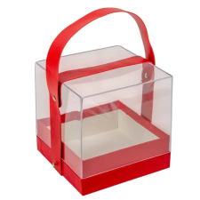  Ajándék doboz plexi piros 14x15cm dekorációs kellék