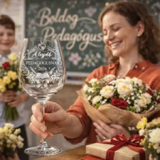 Ajándékbor Kft A legjobb Pedagógusnak – Gravírozott borospohár pedagógusnapra ajándéktárgy