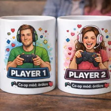 Ajándékbor Kft Game mód – Páros kerámiabögre szett gamer pároknak ajándéktárgy