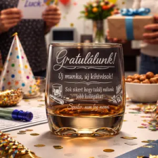 Ajándékbor Kft Gravírozott whiskys pohár – Búcsúajándék kollégának ajándéktárgy