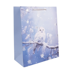  Ajándéktasak hóbagoly 26x32cm dekorációs kellék