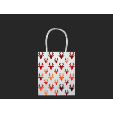  Ajándéktasak karácsonyi szarvas fényes fehér/piros ajándéktárgy