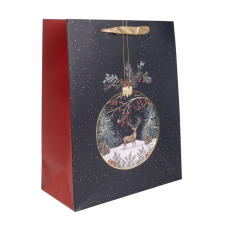  Ajándéktasak szarvasos dísz 18x23cm dekorációs kellék