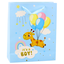 Ajándéktáska It's a Boy zsiráf kék ajándéktasak