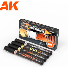 AK-interactive AK INTERACTIVE Metallic Markers fémes hatású kihúzó készlet 4 darabos makett