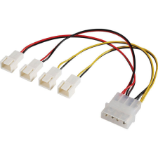 Akasa - 4pin Molex - 4x 3pin ventilátor kábel 15cm - AK-CB001 kábel és adapter