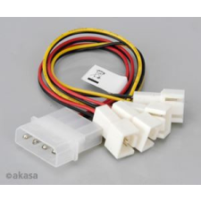 Akasa 4pin Molex -&gt; 4x 3pin ventilátor kábel 15cm (AK-CB001) kábel és adapter