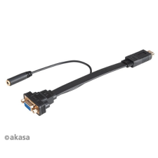 Akasa ADA Akasa HDMI - VGA + 3,5mm audio jack - 20cm - AK-CBHD18-20BK kábel és adapter